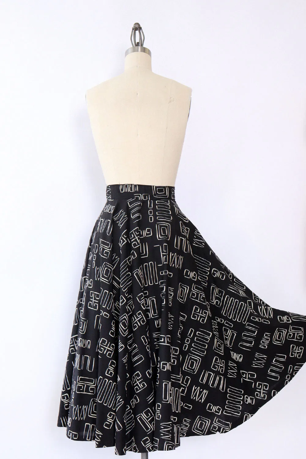 1950s Modernist Monochrome Circle Skirt S