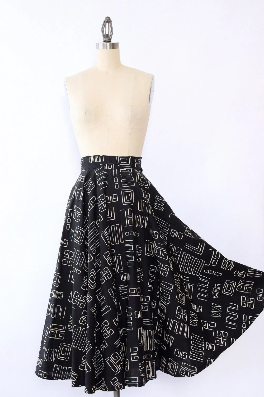 1950s Modernist Monochrome Circle Skirt S