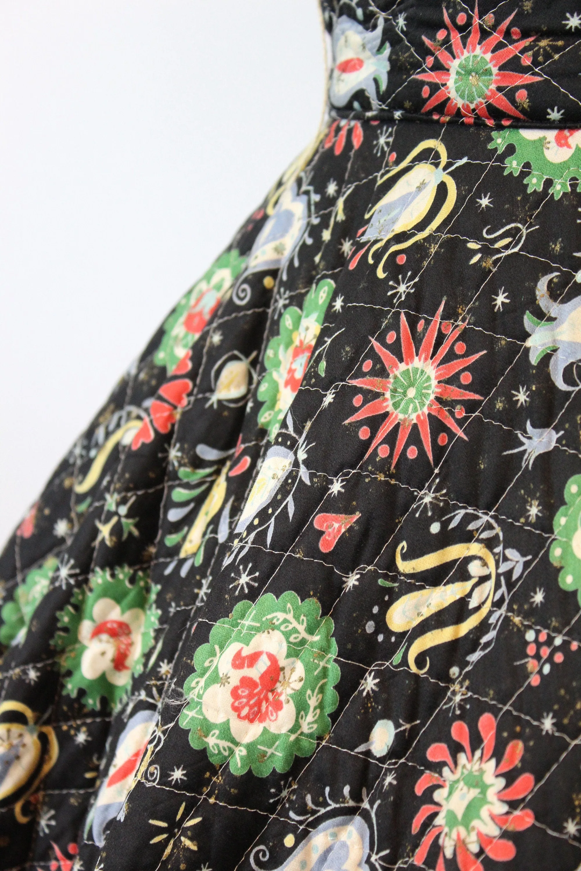 1950s NOVELTY folk print circle skirt small | new winter