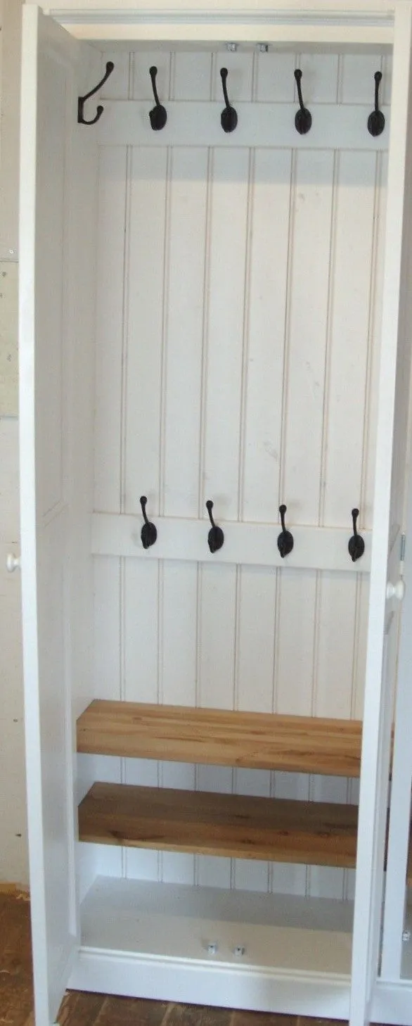 **2 Door Entrance Hall Cloak Room Cupboard with Hooks and Shelves - ALL WIDTHS