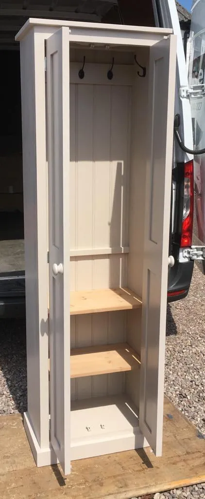 **2 Door Entrance Hall Cloak Room Cupboard with Hooks and Shelves - ALL WIDTHS