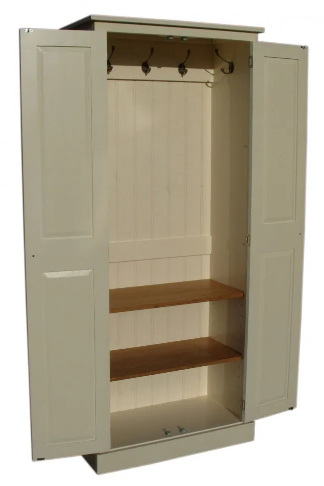 **2 Door Entrance Hall Cloak Room Cupboard with Hooks and Shelves - ALL WIDTHS