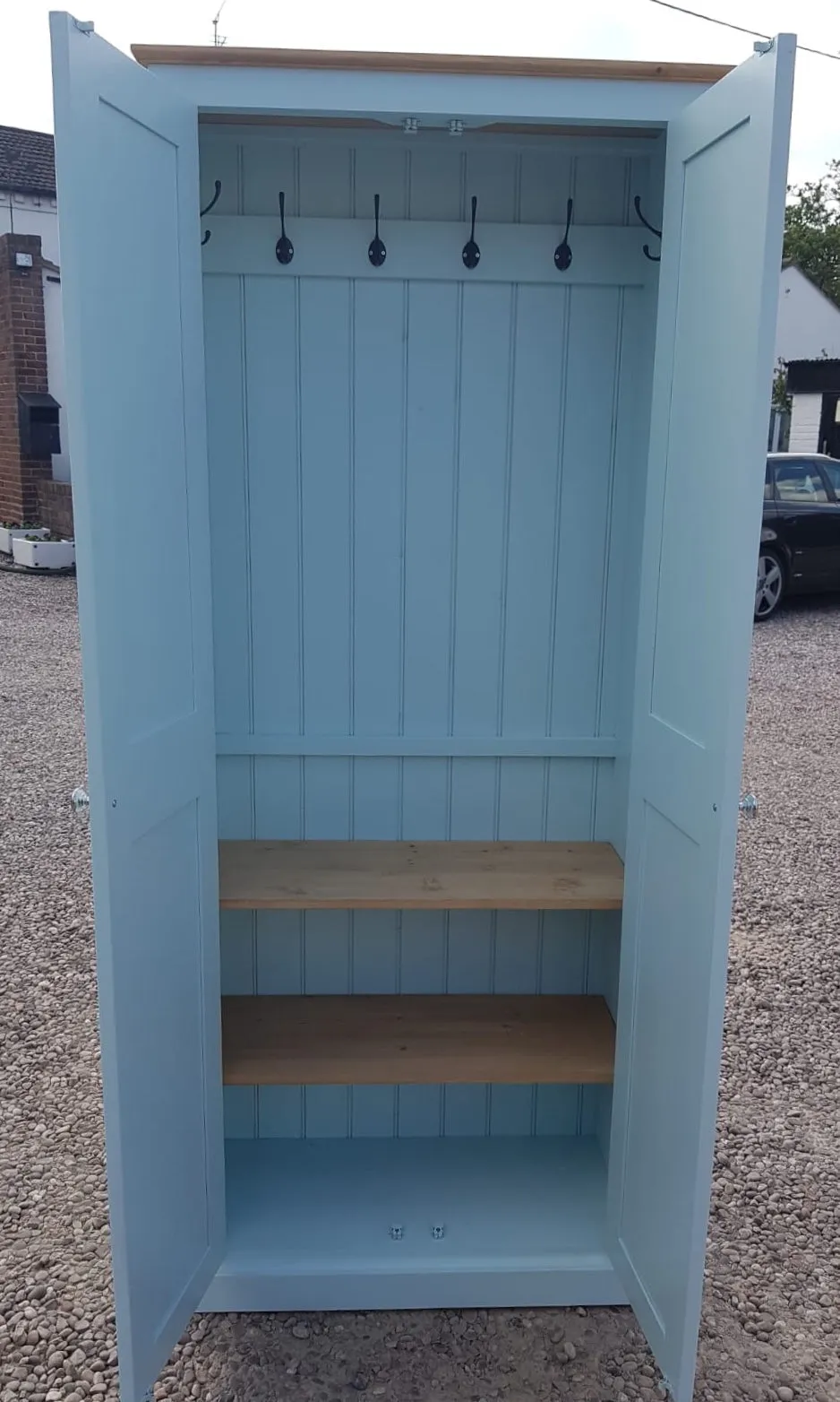 **2 Door Entrance Hall Cloak Room Cupboard with Hooks and Shelves - ALL WIDTHS