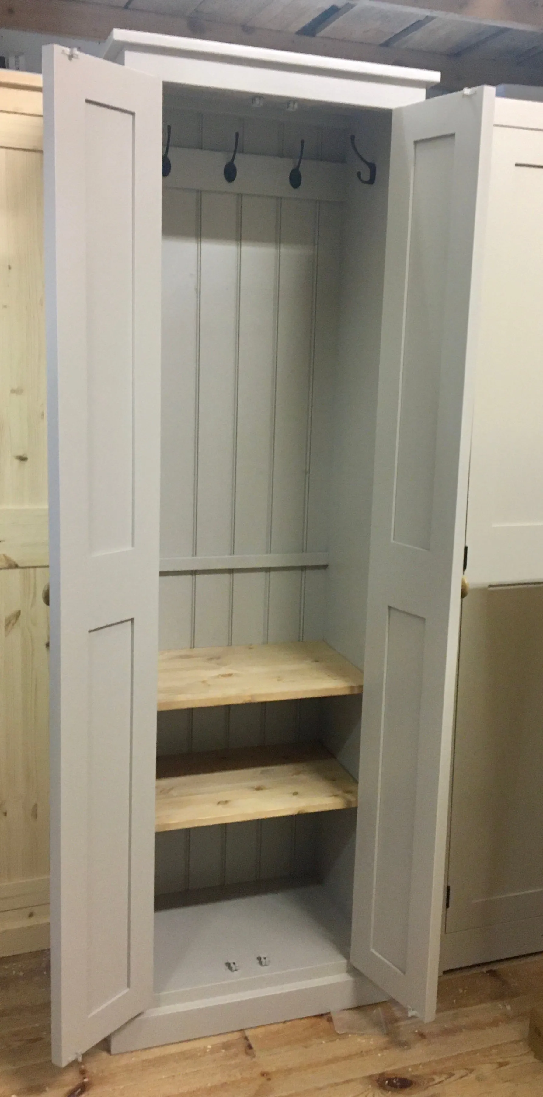 **2 Door Entrance Hall Cloak Room Cupboard with Hooks and Shelves - ALL WIDTHS