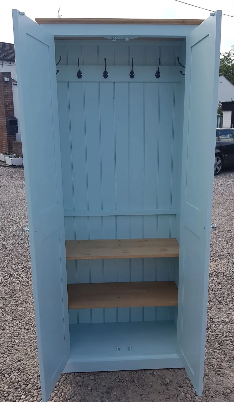 **2 Door Entrance Hall Cloak Room Cupboard with Hooks and Shelves - ALL WIDTHS