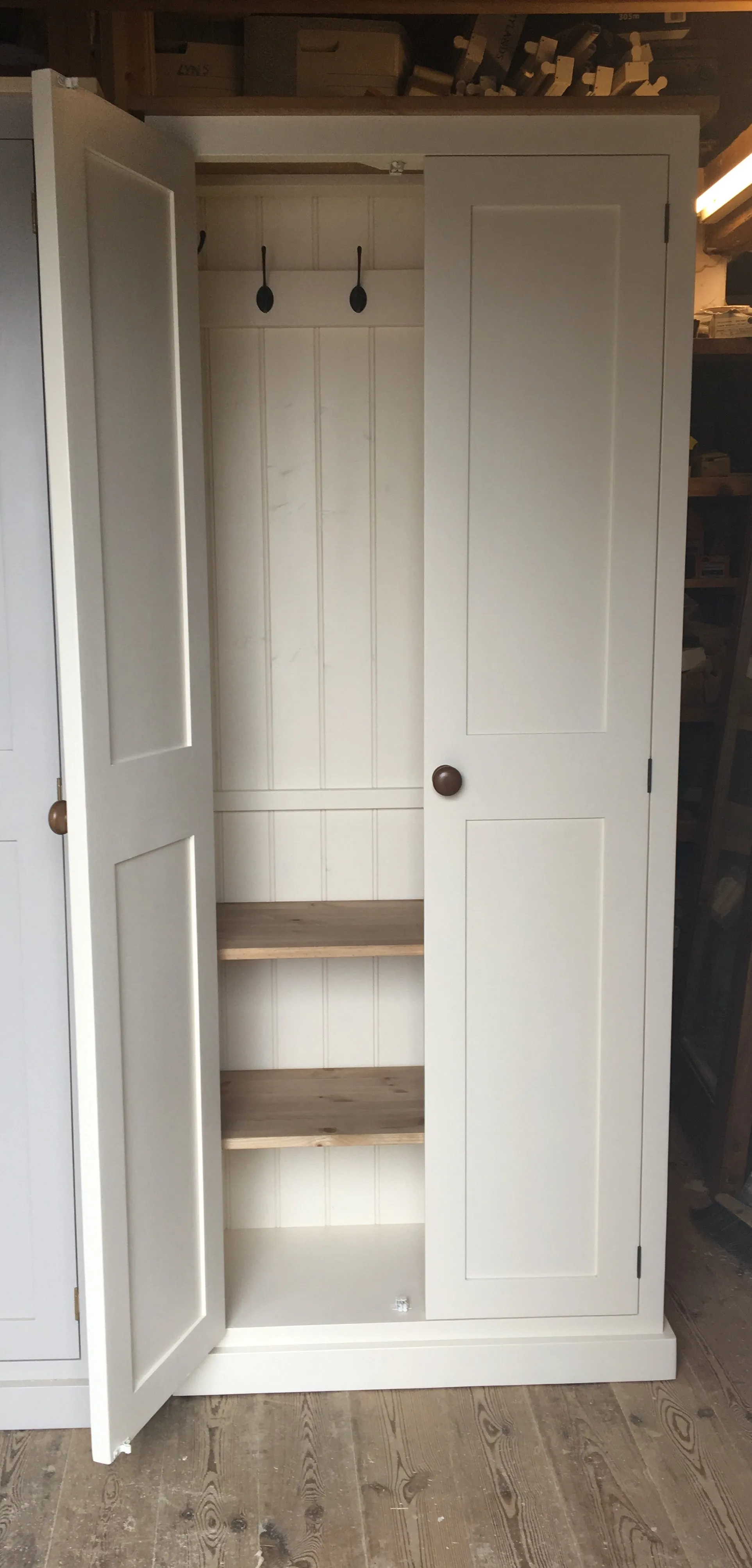 **2 Door Entrance Hall Cloak Room Cupboard with Hooks and Shelves - ALL WIDTHS