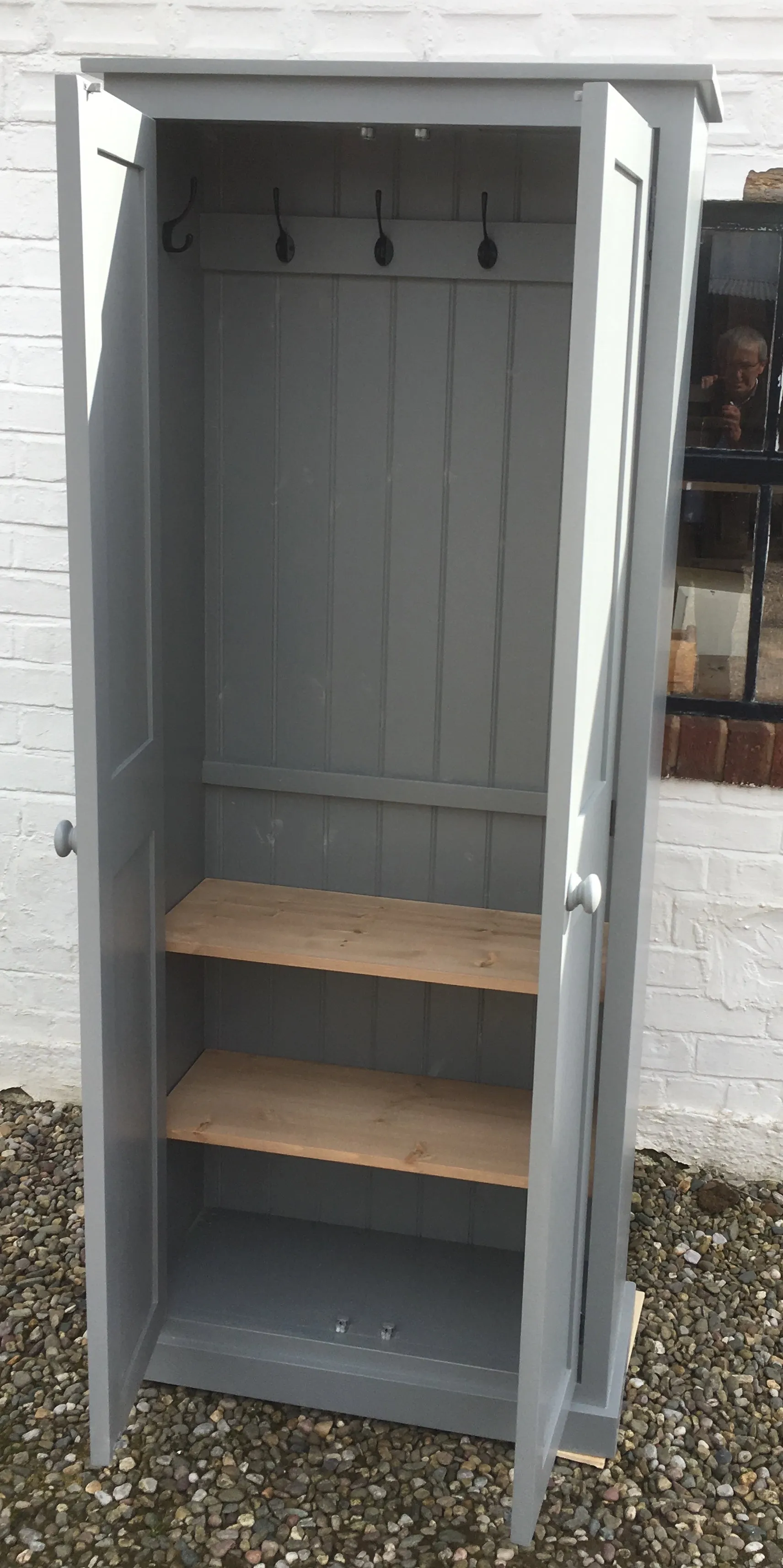 **2 Door Entrance Hall Cloak Room Cupboard with Hooks and Shelves - ALL WIDTHS