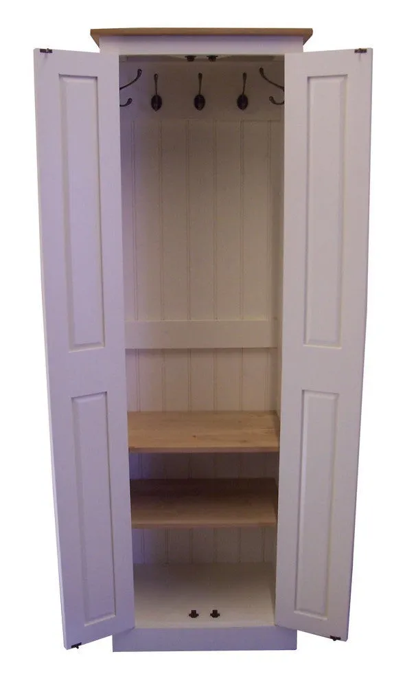 **2 Door Entrance Hall Cloak Room Cupboard with Hooks and Shelves - ALL WIDTHS