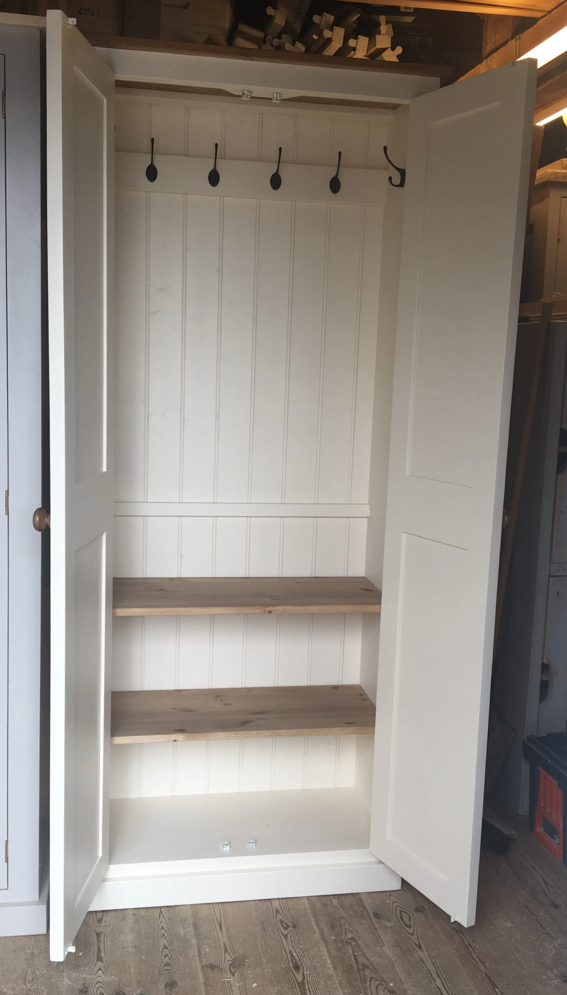 **2 Door Entrance Hall Cloak Room Cupboard with Hooks and Shelves - ALL WIDTHS