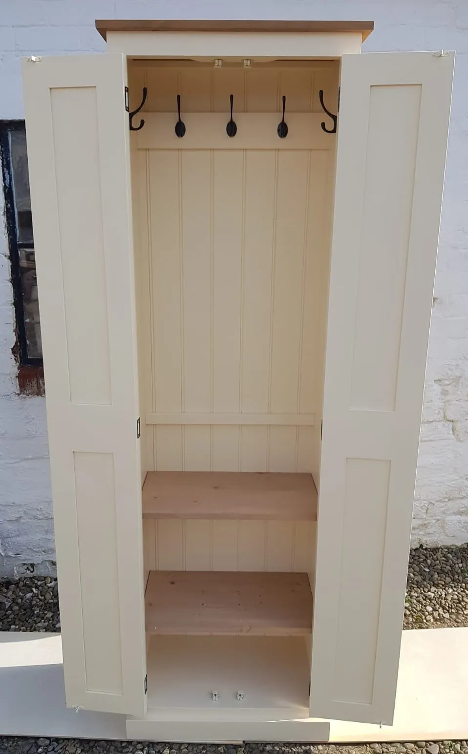 **2 Door Entrance Hall Cloak Room Cupboard with Hooks and Shelves - ALL WIDTHS