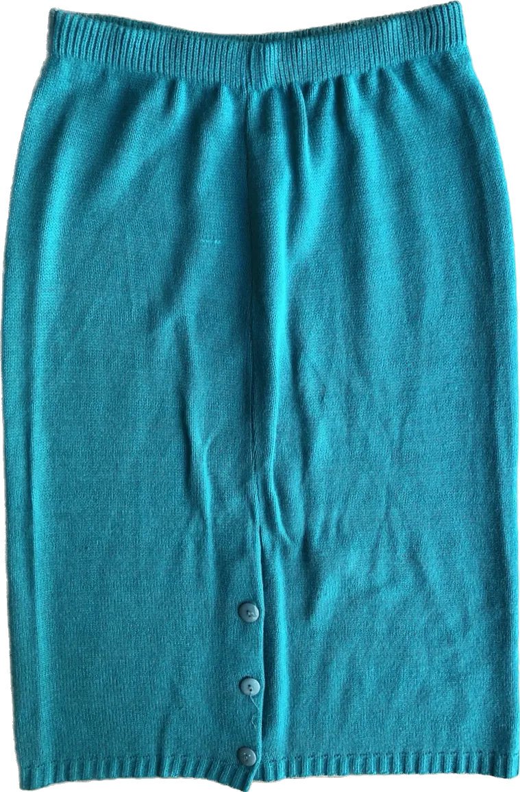 80s Jamenite Turquoise Sweater Skirt   w30-34