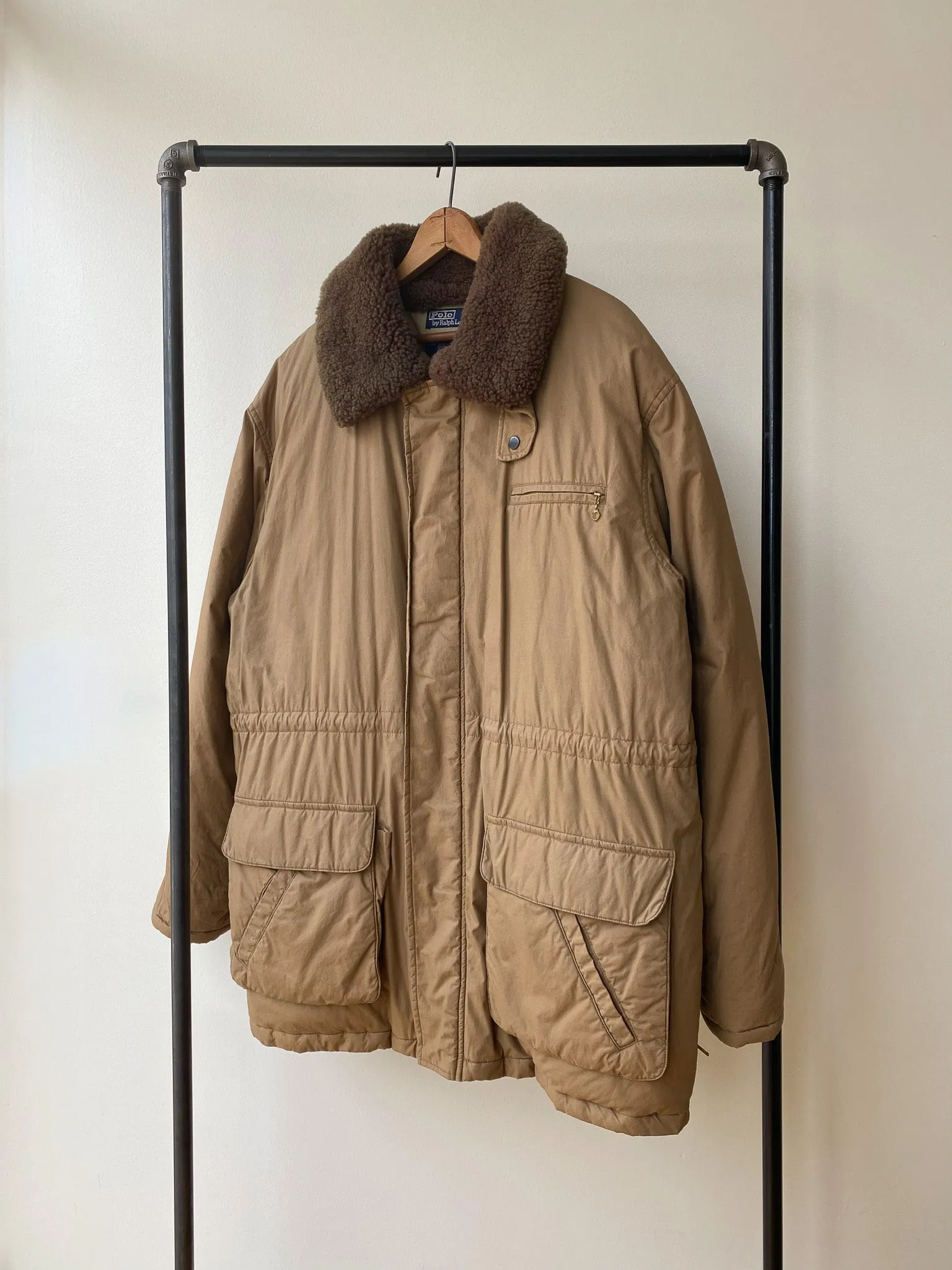 80's Polo Ralph Lauren Mouton Collar Down Parka—[L]