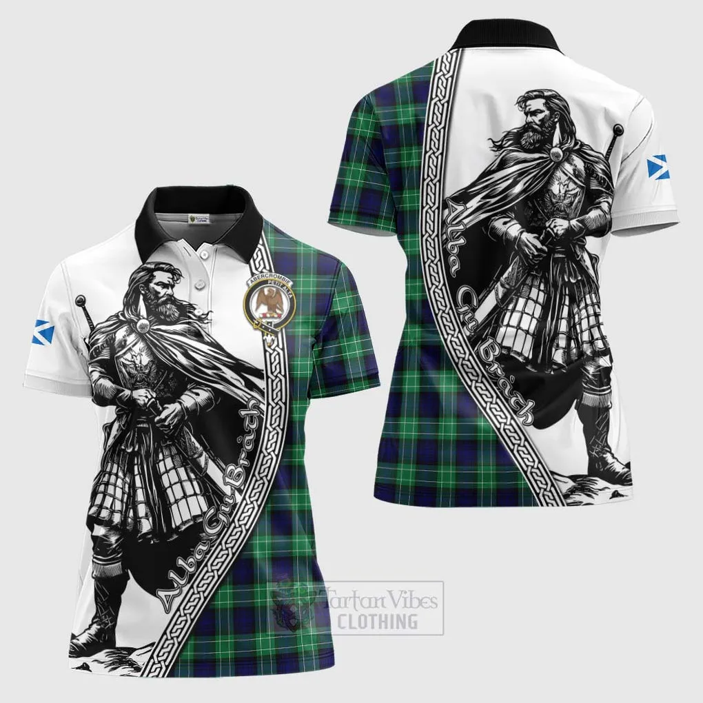 Abercrombie Tartan Clan Crest Women's Polo Shirt with Highlander Warrior Celtic Style