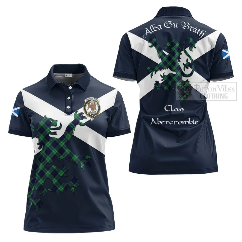 Abercrombie Tartan Lion Rampant Women's Polo Shirt Proudly Display Your Heritage with Alba Gu Brath and Clan Name