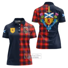 Abernethy Tartan Women's Polo Shirt Alba with Scottish Lion Royal Arm Half Style