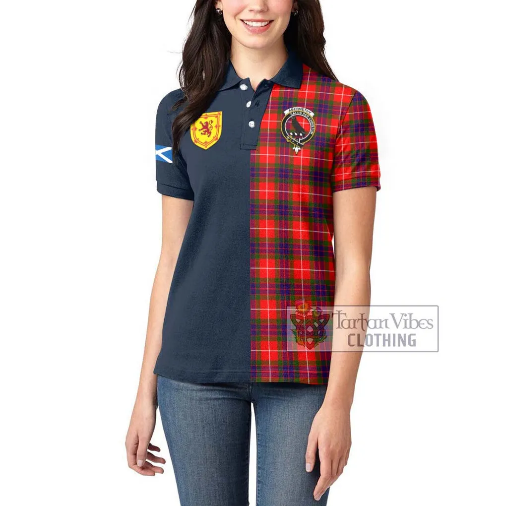 Abernethy Tartan Women's Polo Shirt Alba with Scottish Lion Royal Arm Half Style