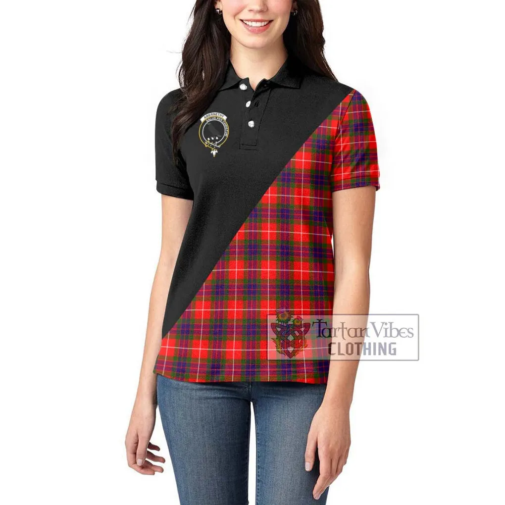 Abernethy Tartan Women's Polo Shirt with Family Crest and Military Logo Style