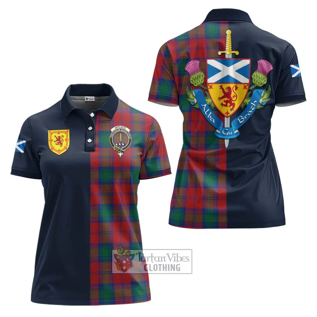 Affleck Tartan Women's Polo Shirt Alba with Scottish Lion Royal Arm Half Style