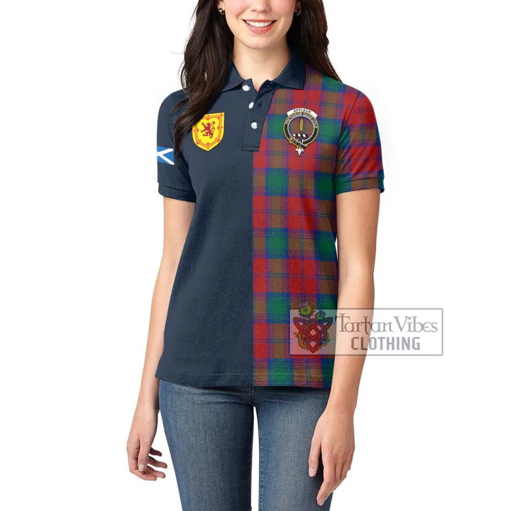 Affleck Tartan Women's Polo Shirt Alba with Scottish Lion Royal Arm Half Style