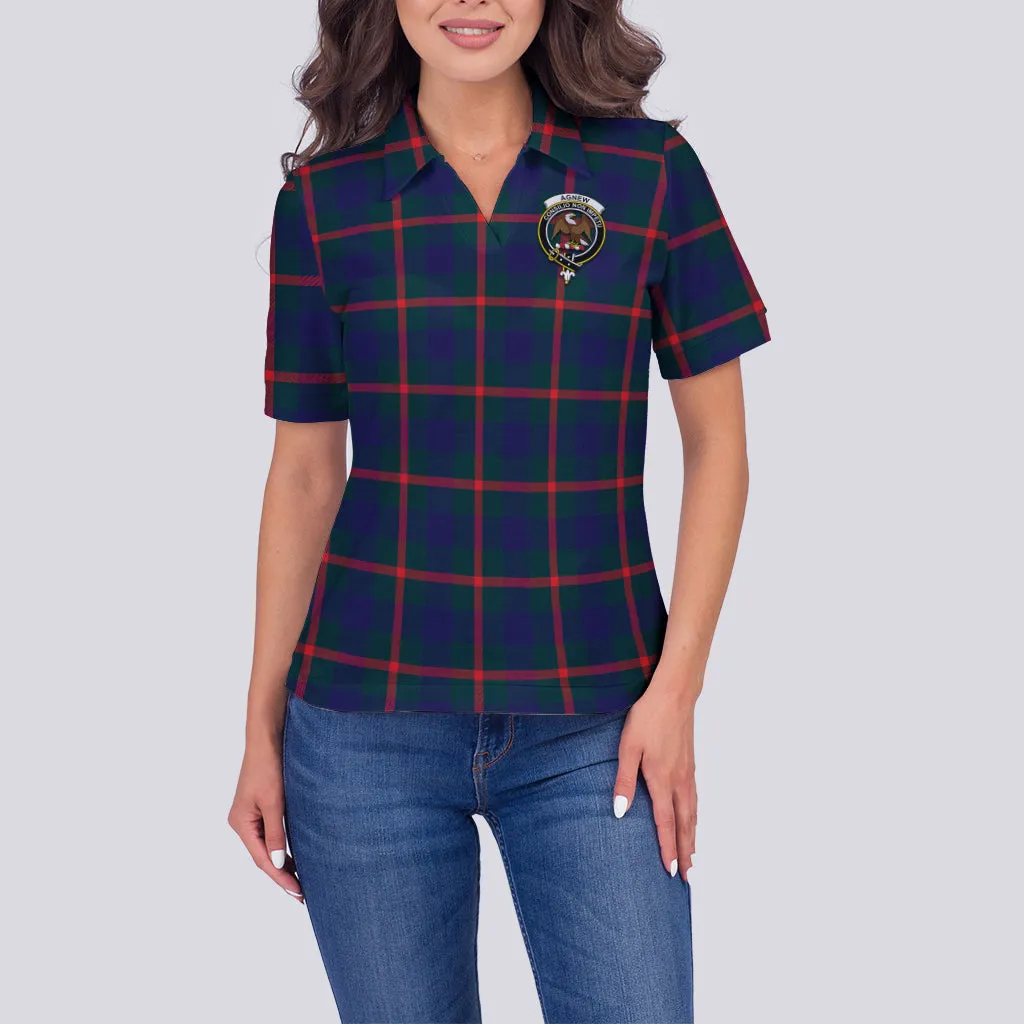 Agnew Tartan Polo Shirt with Family Crest For Women