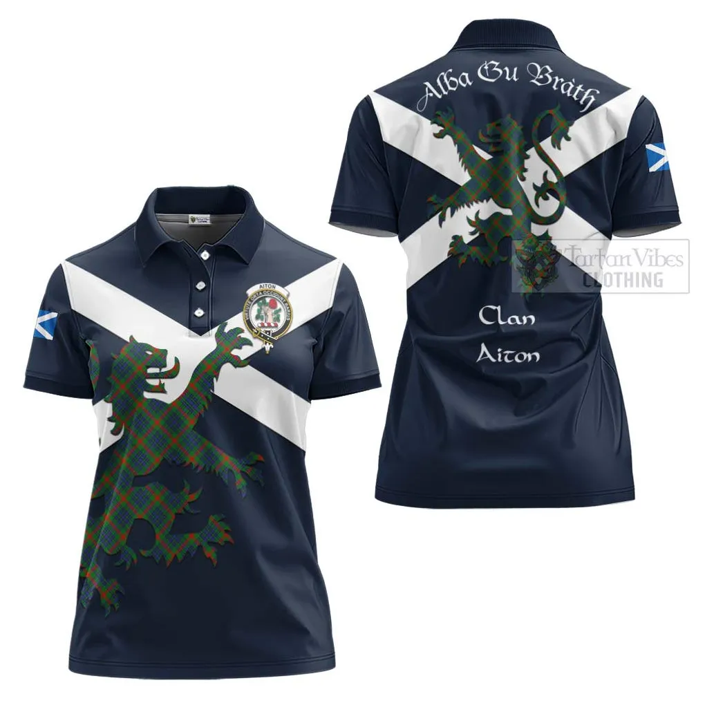 Aiton Tartan Lion Rampant Women's Polo Shirt Proudly Display Your Heritage with Alba Gu Brath and Clan Name