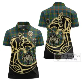 Aiton Tartan Women's Polo Shirt with Family Crest Celtic Wolf Style