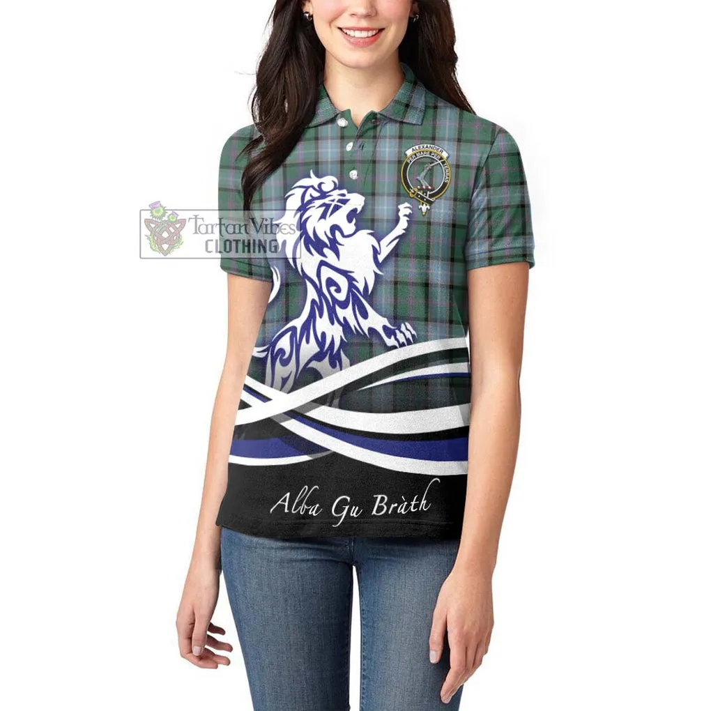 Alexander of Menstry Hunting Tartan Women's Polo Shirt with Alba Gu Brath Regal Lion Emblem