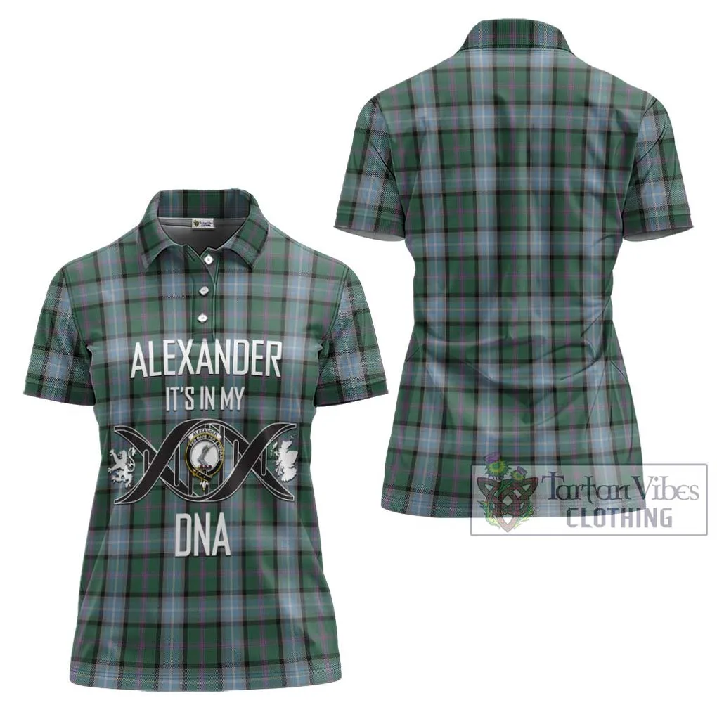 Alexander of Menstry Hunting Tartan Women's Polo Shirt with Family Crest DNA In Me Style