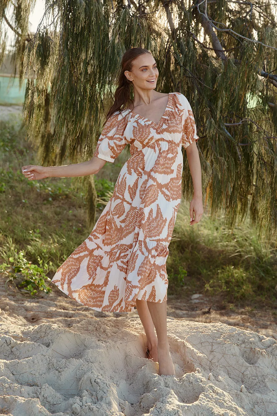 Alison Midi Dress in Desert Palms