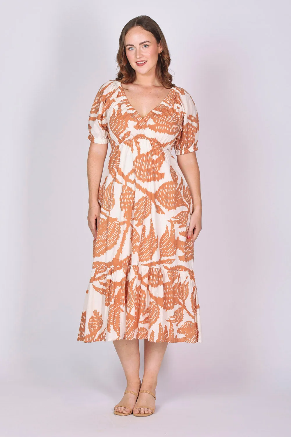 Alison Midi Dress in Desert Palms