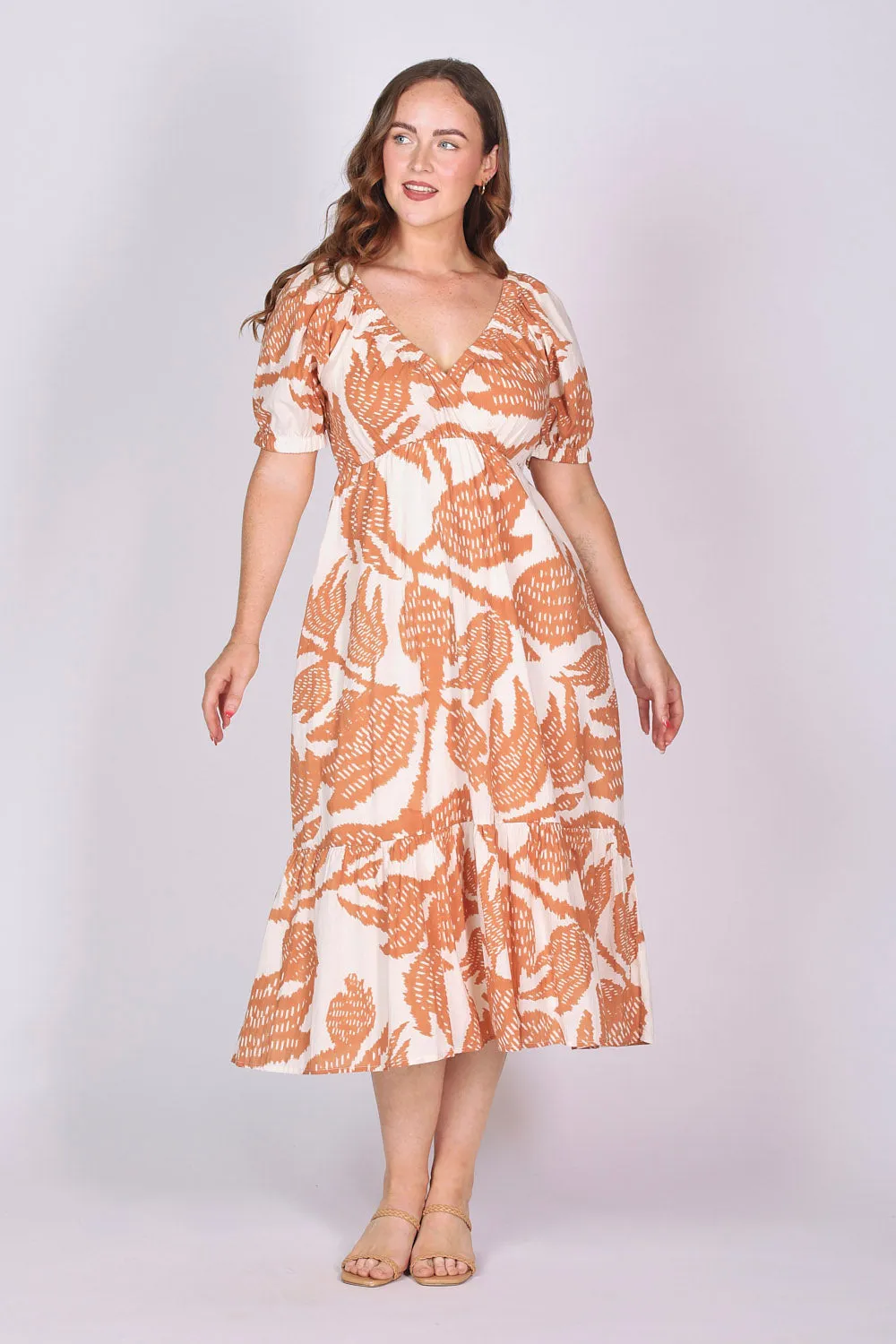 Alison Midi Dress in Desert Palms