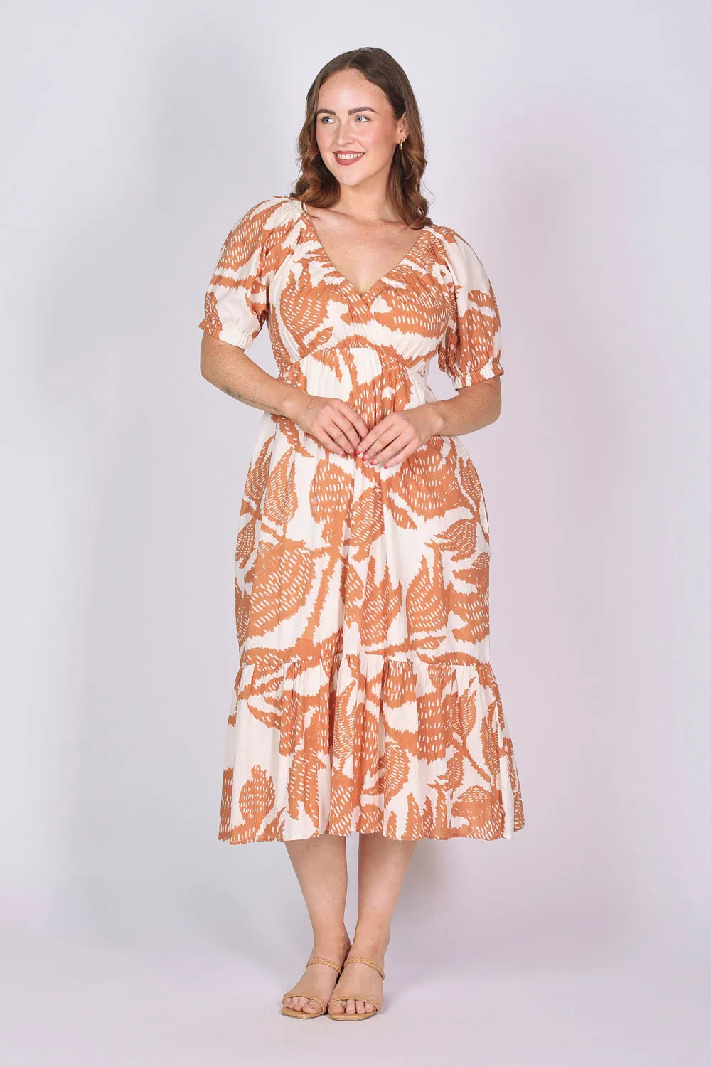 Alison Midi Dress in Desert Palms