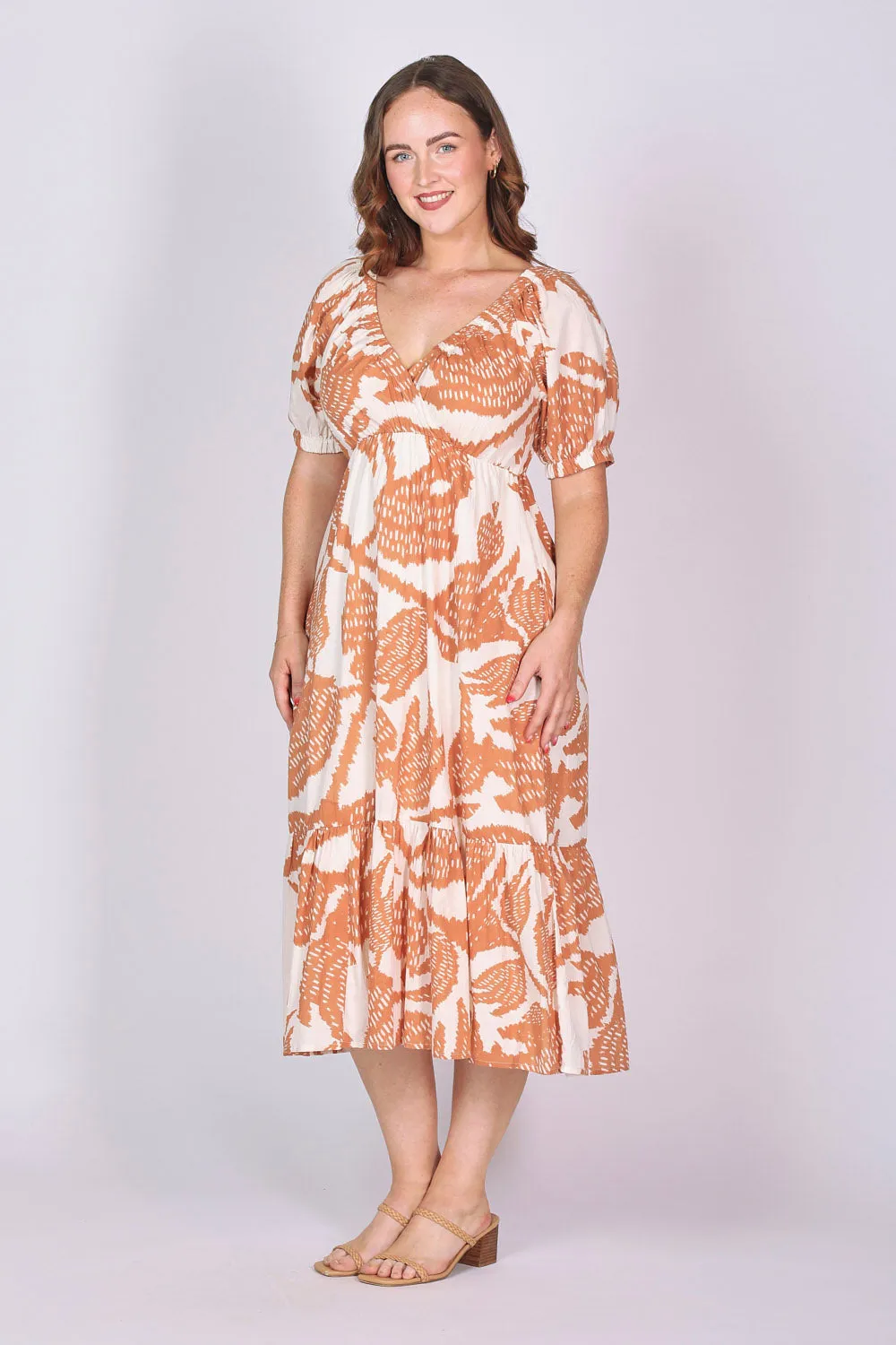 Alison Midi Dress in Desert Palms