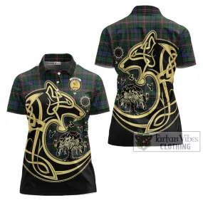 Allison Tartan Women's Polo Shirt with Family Crest Celtic Wolf Style