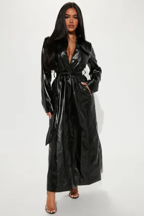 Americana Faux Leather Maxi Dress - Black