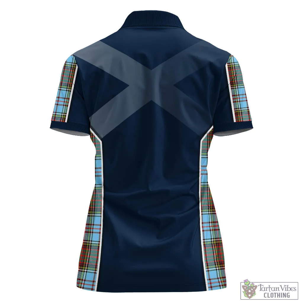 Anderson Ancient Tartan Women's Polo Shirt with Family Crest and Scottish Thistle Vibes Sport Style