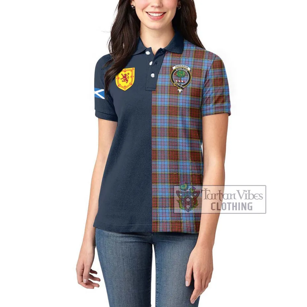 Anderson Modern Tartan Women's Polo Shirt Alba with Scottish Lion Royal Arm Half Style