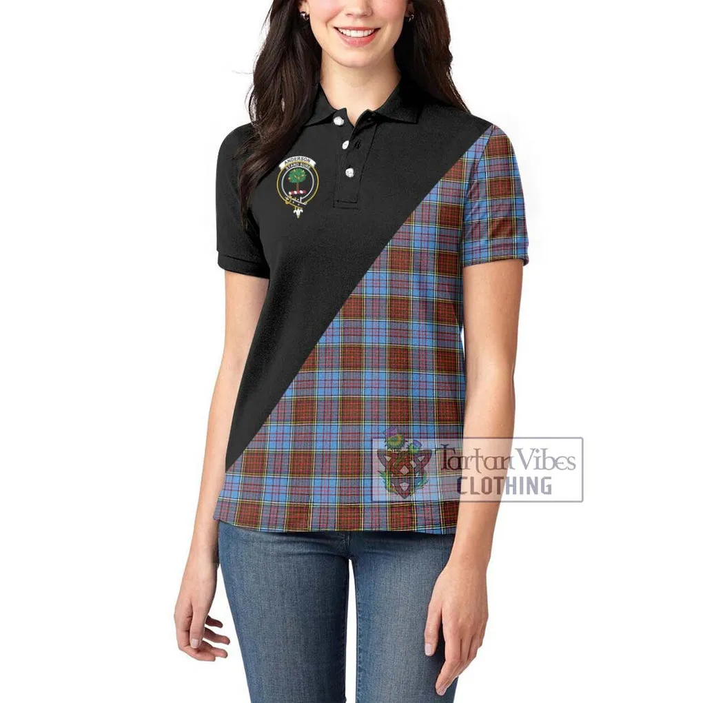 Anderson Modern Tartan Women's Polo Shirt with Family Crest and Military Logo Style