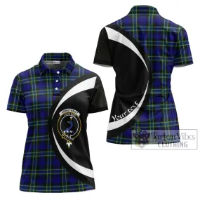 Arbuthnot Modern Tartan Women's Polo Shirt with Family Crest Circle Style