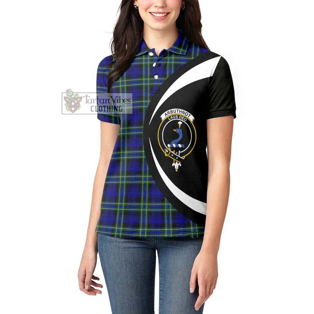 Arbuthnot Modern Tartan Women's Polo Shirt with Family Crest Circle Style