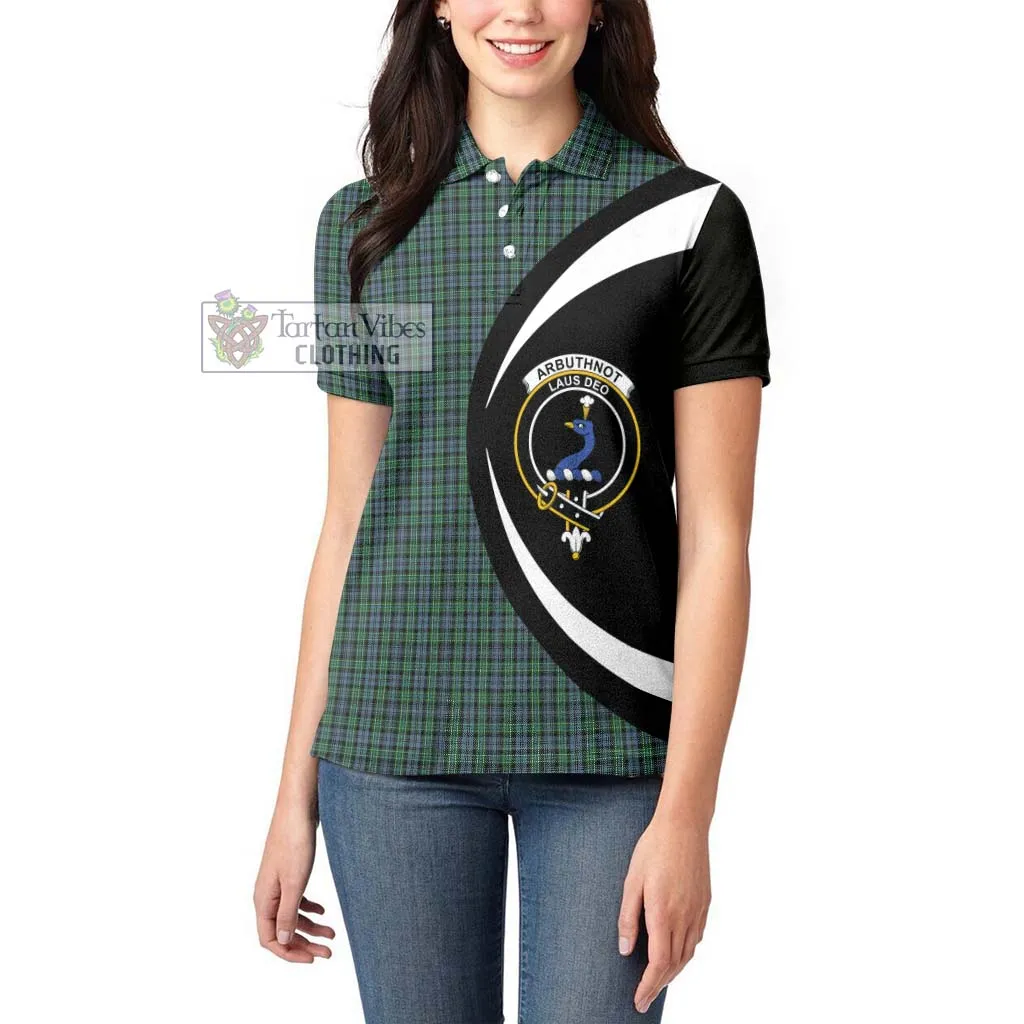 Arbuthnot Tartan Women's Polo Shirt with Family Crest Circle Style