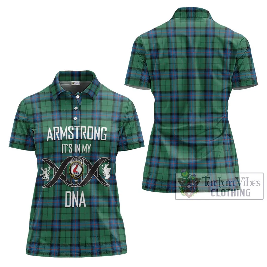 Armstrong Ancient Tartan Women's Polo Shirt with Family Crest DNA In Me Style