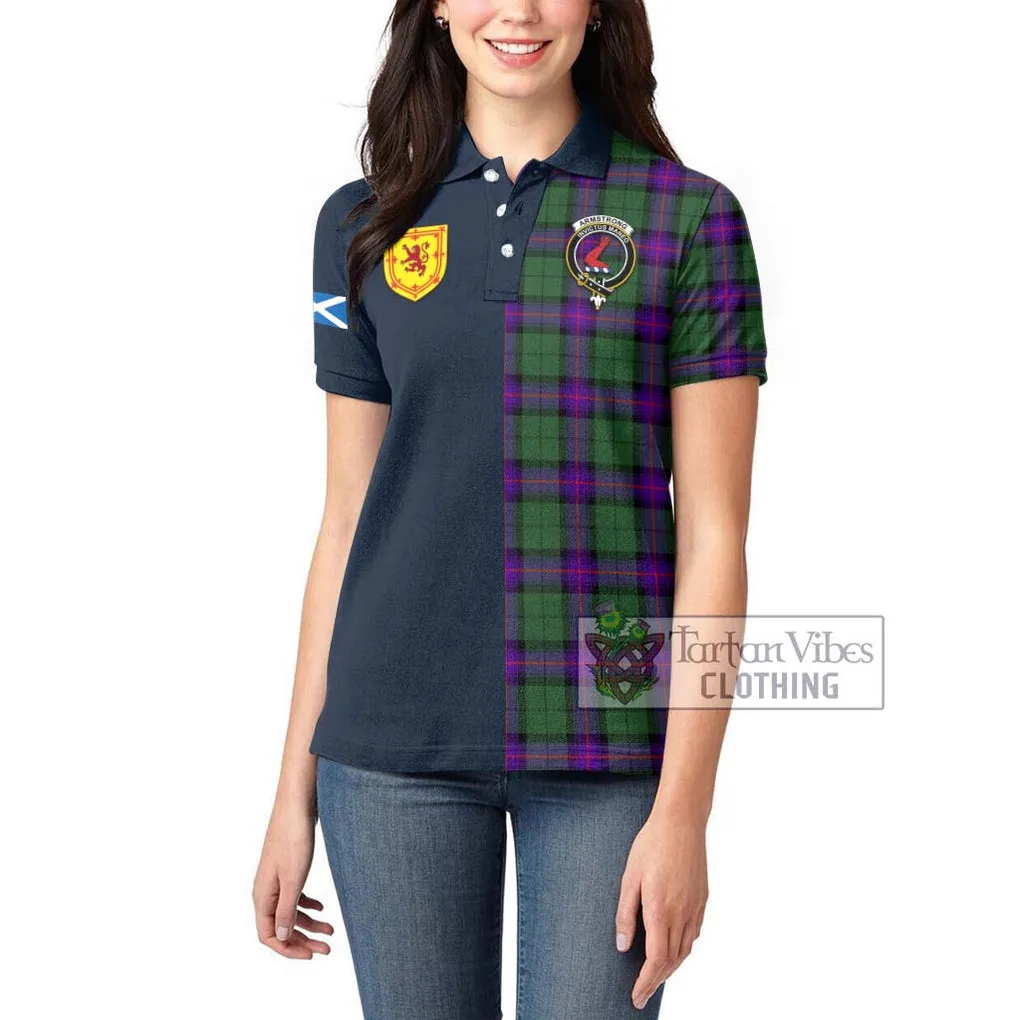 Armstrong Modern Tartan Women's Polo Shirt Alba with Scottish Lion Royal Arm Half Style