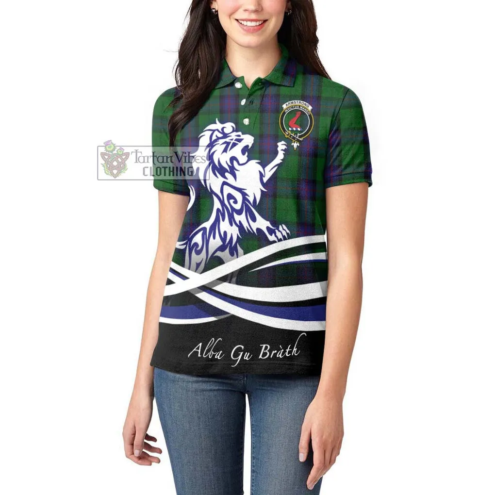 Armstrong Tartan Women's Polo Shirt with Alba Gu Brath Regal Lion Emblem