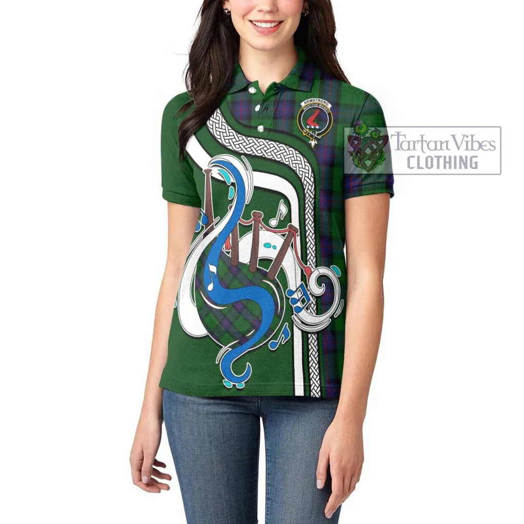 Armstrong Tartan Women's Polo Shirt with Epic Bagpipe Style