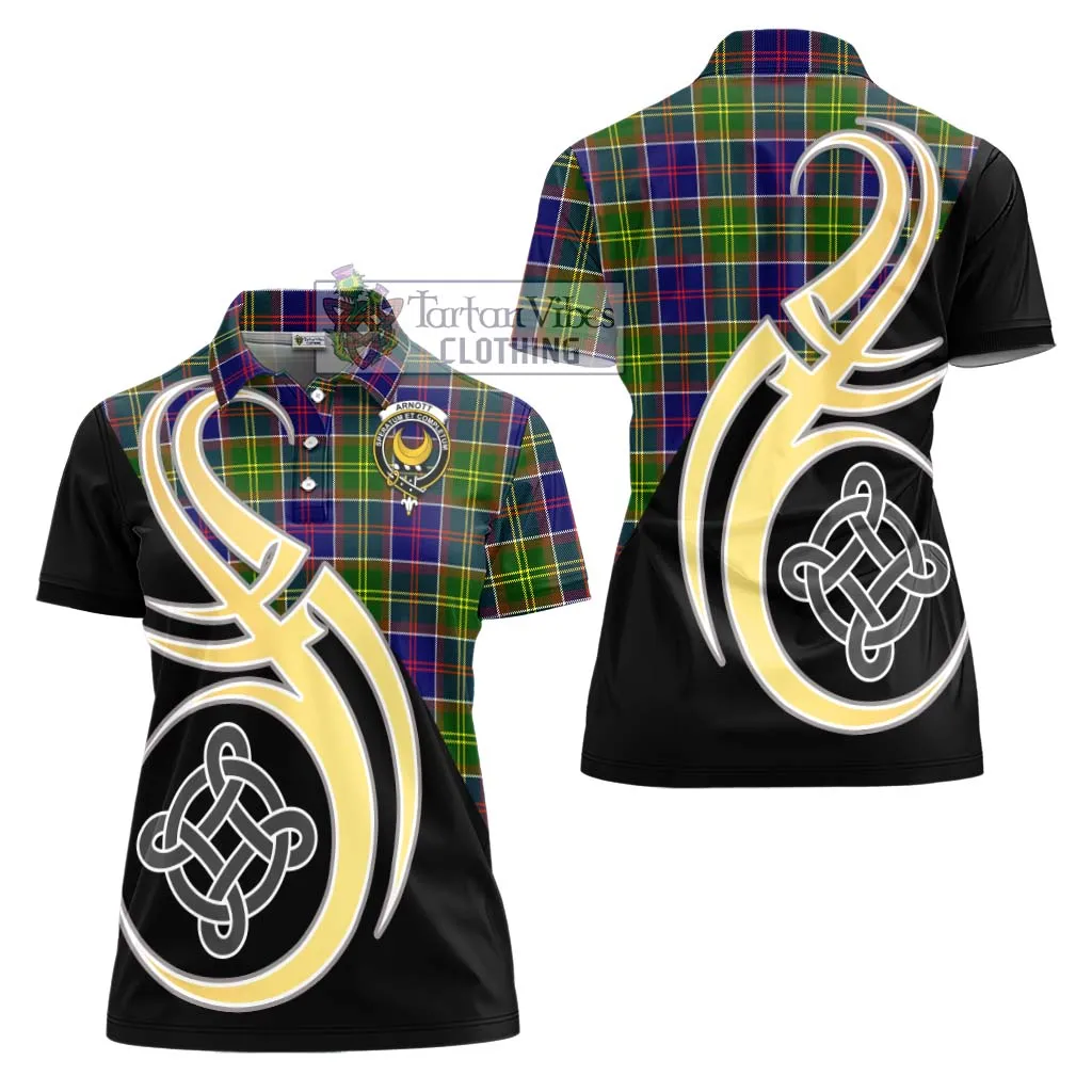 Arnott Tartan Women's Polo Shirt with Family Crest and Celtic Symbol Style