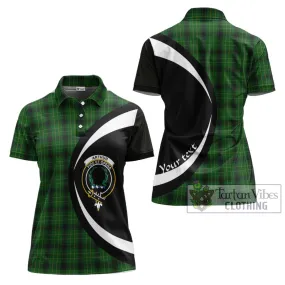 Arthur Highland Tartan Women's Polo Shirt with Family Crest Circle Style