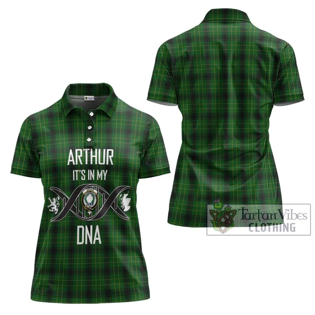 Arthur Highland Tartan Women's Polo Shirt with Family Crest DNA In Me Style