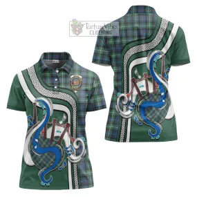 Baillie Ancient Tartan Women's Polo Shirt with Epic Bagpipe Style