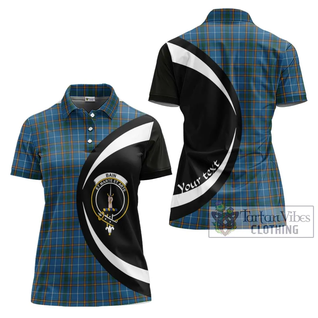 Bain Tartan Women's Polo Shirt with Family Crest Circle Style